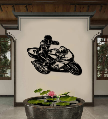 By Bike Wall Art featuring laser-cut bike design, available in MDF wood or black shiny acrylic by Tlismi Rang
