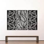 Decorative Garden Screen set of 3 leaf wall decor panels in MDF and acrylic