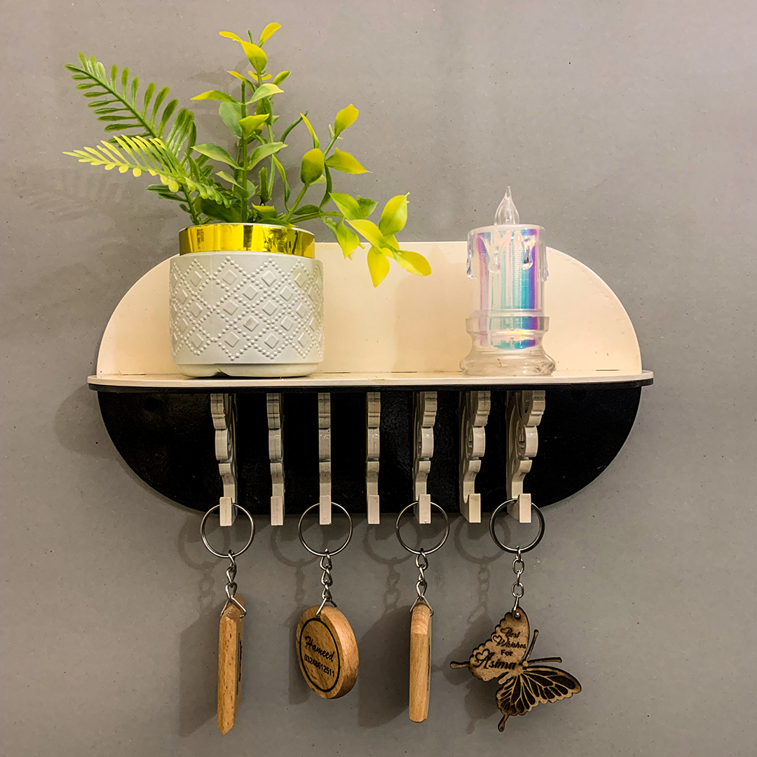Modern MDF wall mounted key holder with shelf for entryway