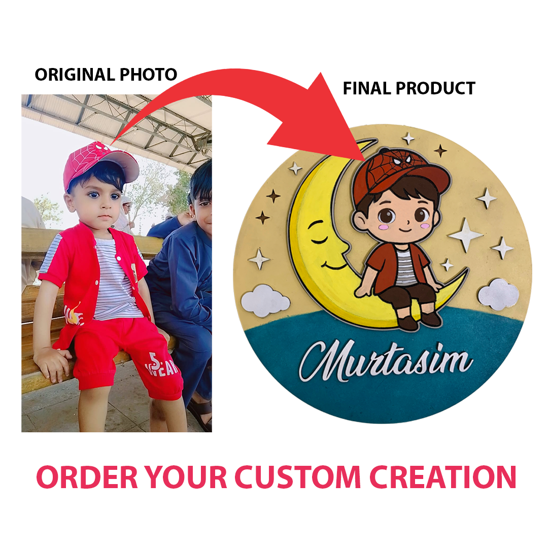 Custom cartoon name sign from child photo