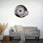 Modern kitty wall clock for kids room decoration