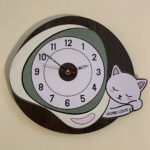 Perfect Home Cat Wall Clock MDF cute kitty design