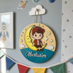 Photo to cartoon kids name plate