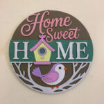 Close-up of wooden home sweet home sign texture