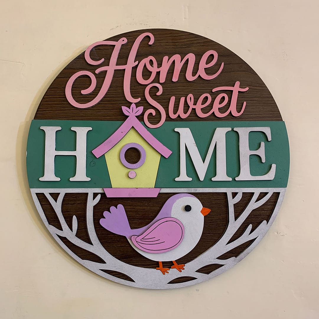 Laser cut home sweet home sign board wall hanging decor