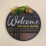 Welcome MDF sign board displayed on wall