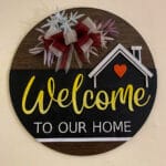 Wooden floral welcome door sign for front door decor