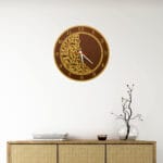 Front view of luxury acrylic mirror wall clock with laser engraving