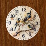 Luxury decorative birds acrylic wall clock front view
