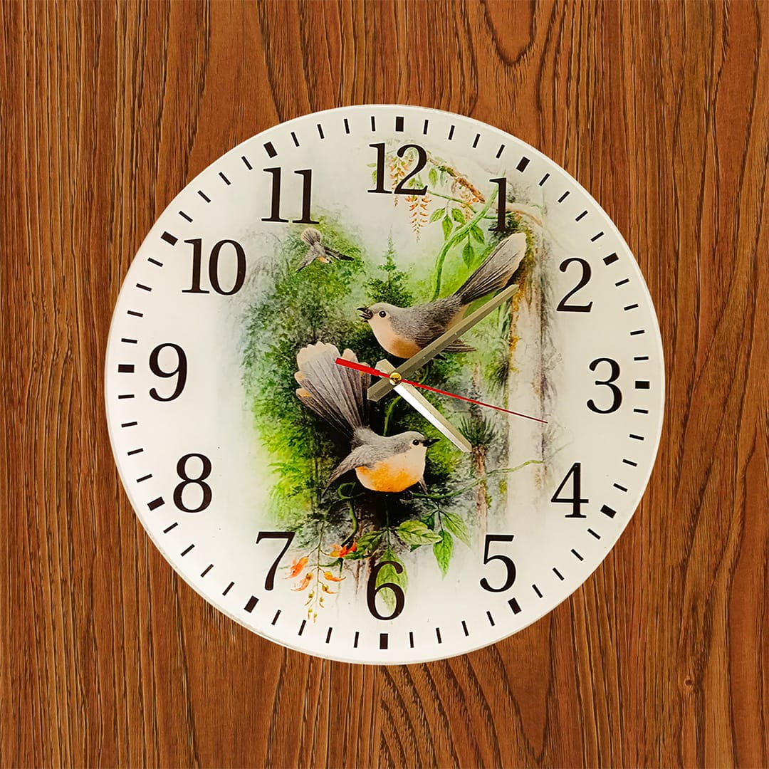 Premium Birds Acrylic Wall Clock front design