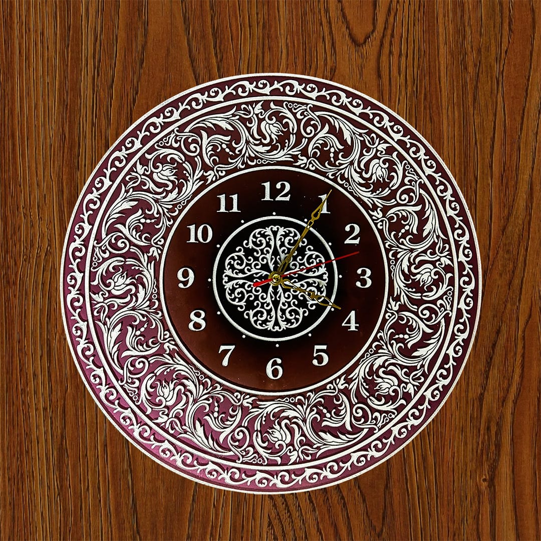Royal Mandala Acrylic Mirror Wall Clock Front View