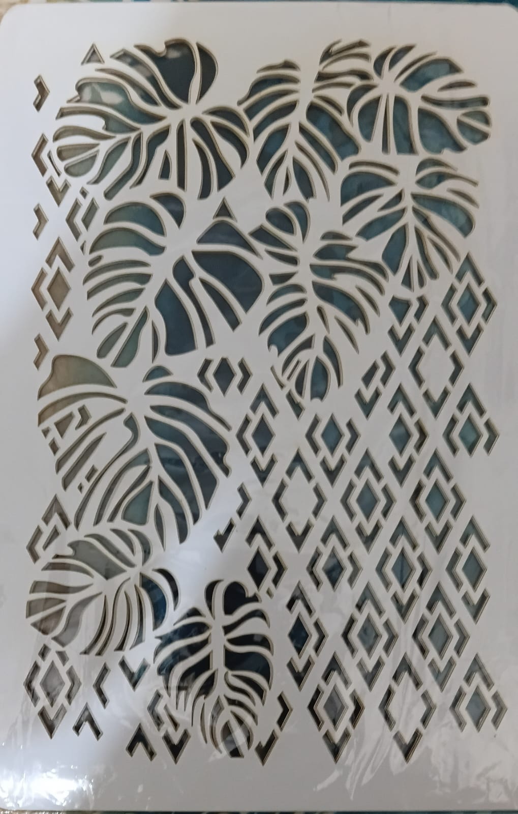Modern Botanical Leaf Stencil for walls